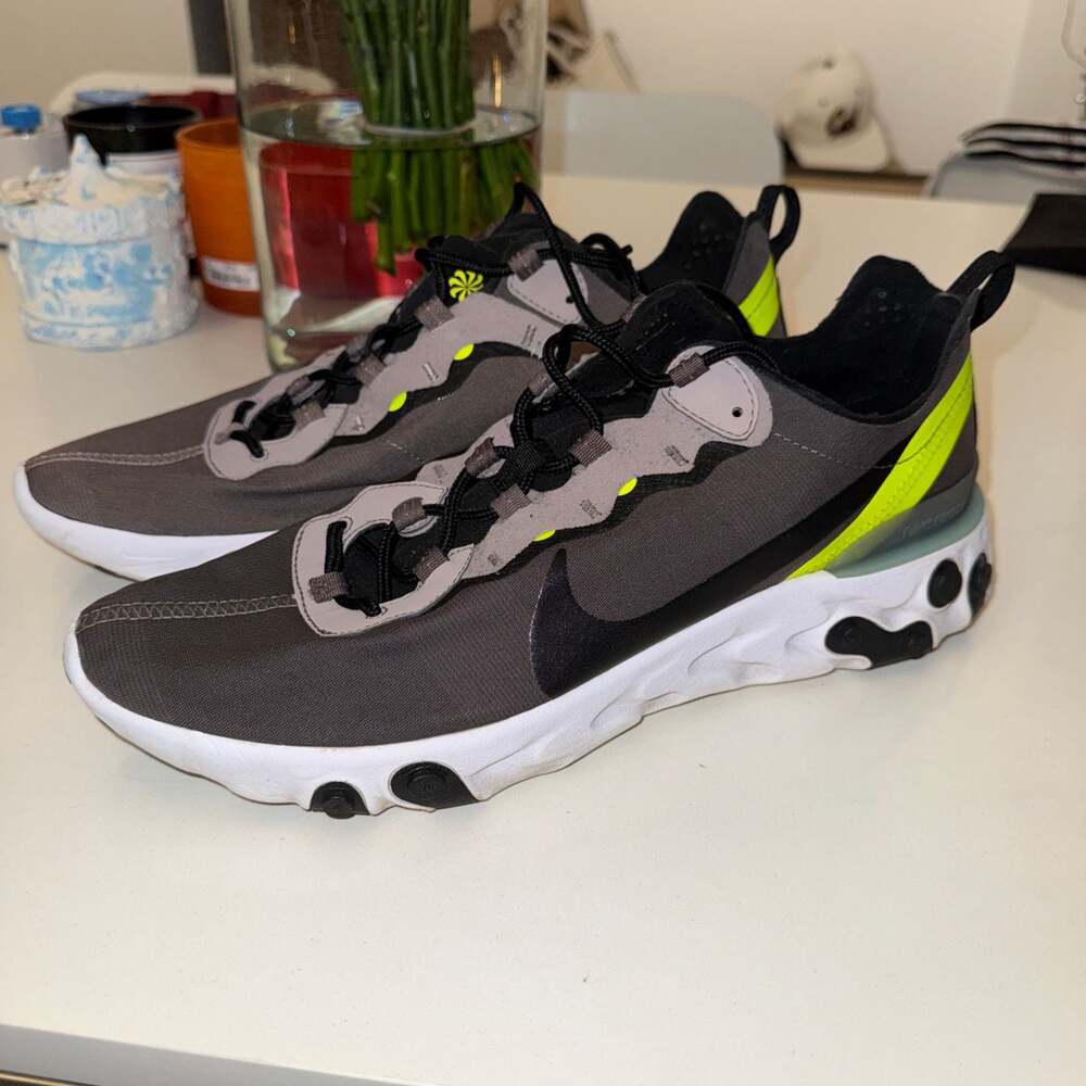 Nike React Element 55 Pumice Volt Green Black BQ6166-201 Size 12